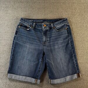 Talbots Shorts Womens Size 8 Blue Flawless Girlfriend Denim Cuffed Stretch